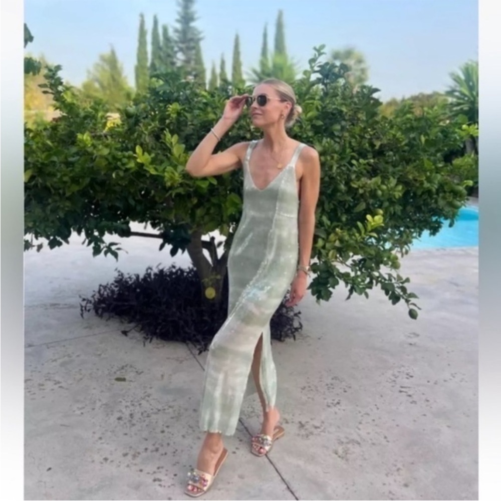 Caroline Constas Green Tie-Dye Midi Dress